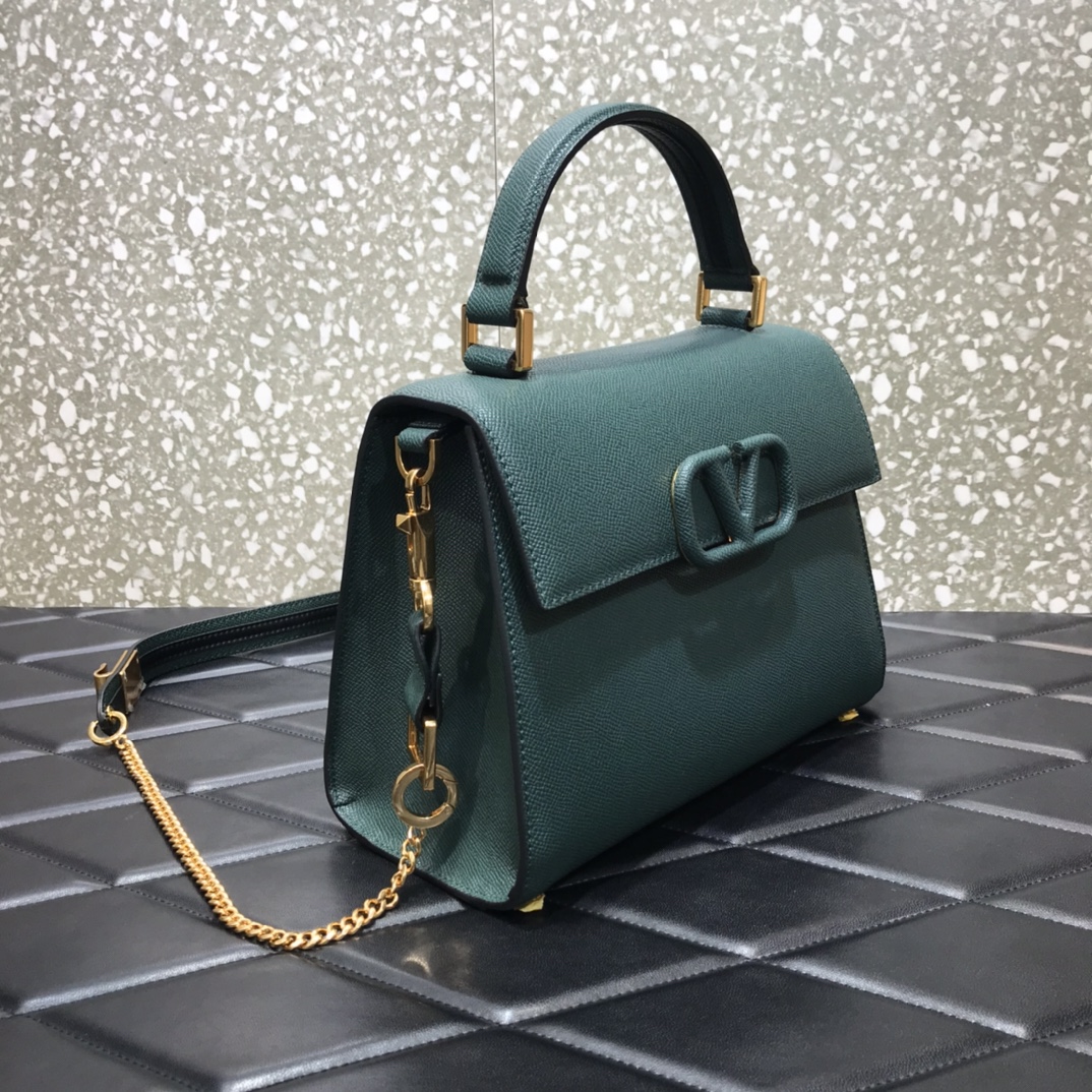 Valentino Garavani Vsling Medium Handbag in Niagara Grainy Calfskin 